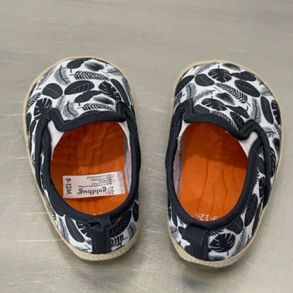 Gold bug loafer boat shoes blue gray leaf palm 9-12 months baby excellent - Picture 3 of 6